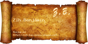 Zih Benjámin névjegykártya